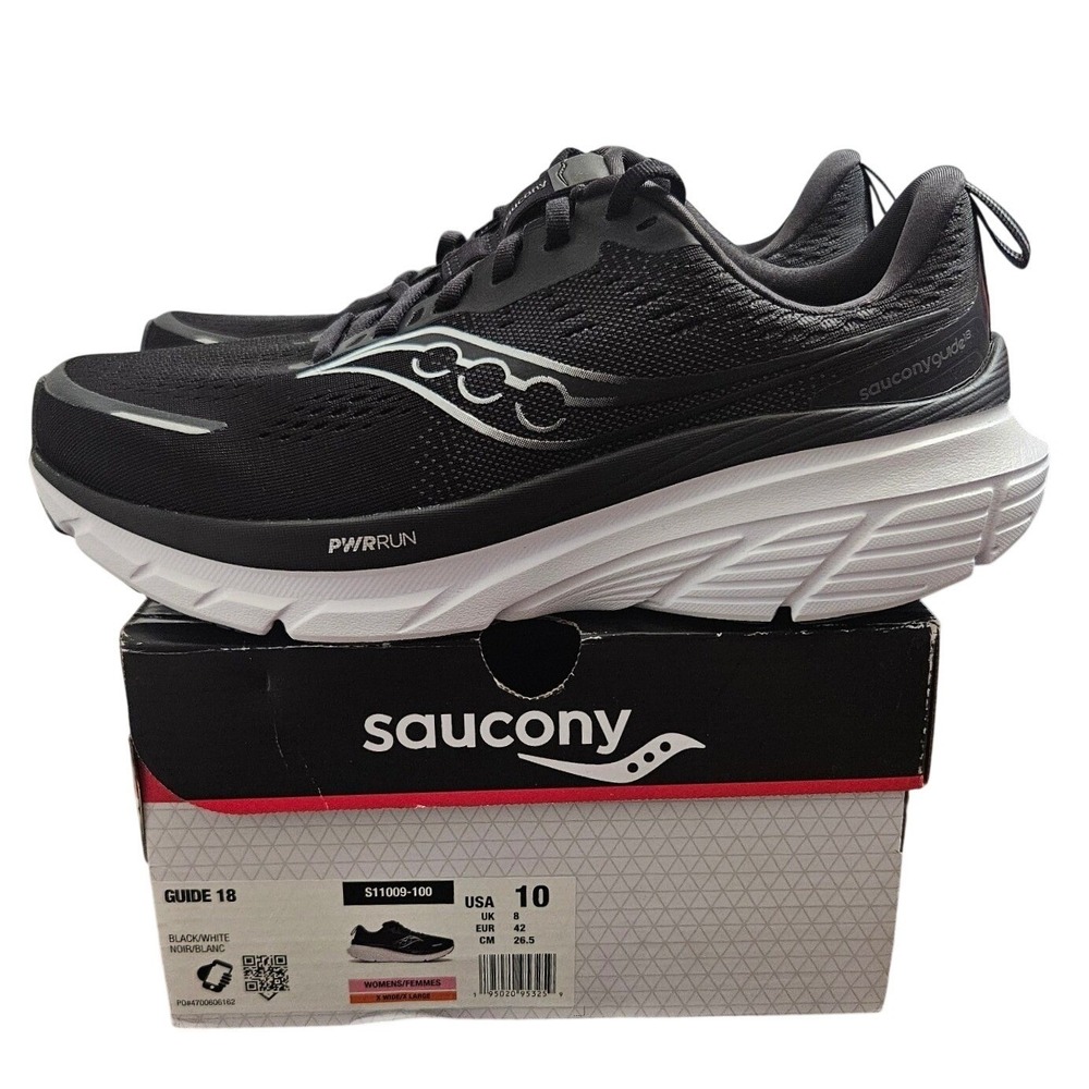 Saucony Guide 18 Womens Running Shoes Black White S11009-100 Size 10 Extra Wide